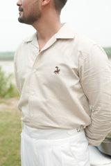 40’s cuban collar linen shirt - Khaki