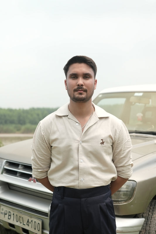 40’s cuban collar linen shirt - Khaki