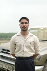 40’s cuban collar linen shirt - Khaki