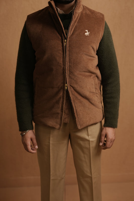 GENTLEMAN’S CORD PUFFER JACKET - TAN