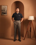 70’s Cable KNITTED POLO - Navy