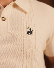 70’s Cable KNITTED POLO - Off White