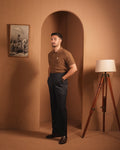 70’s Cable KNITTED POLO - Brown