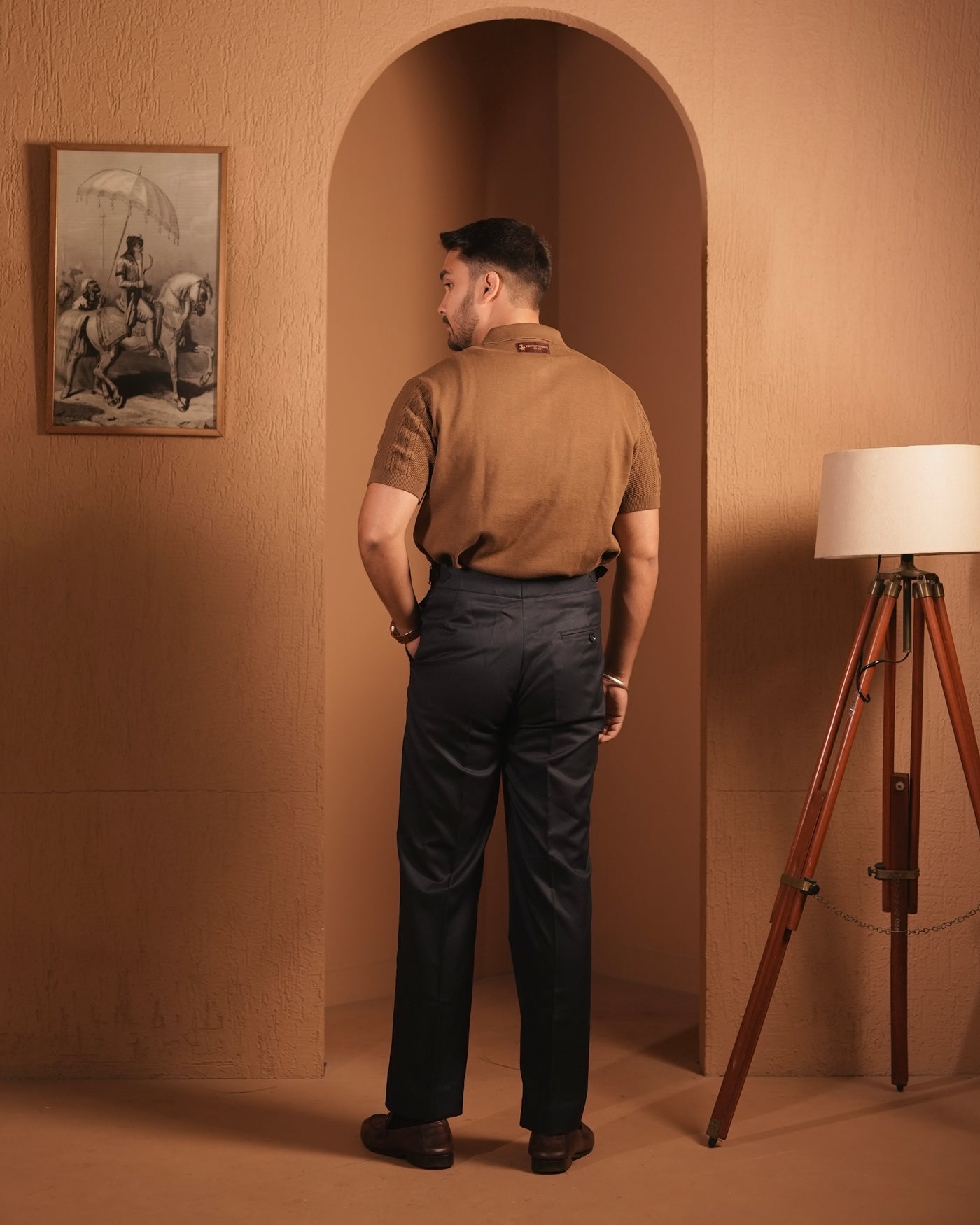 70’s Cable KNITTED POLO - Brown