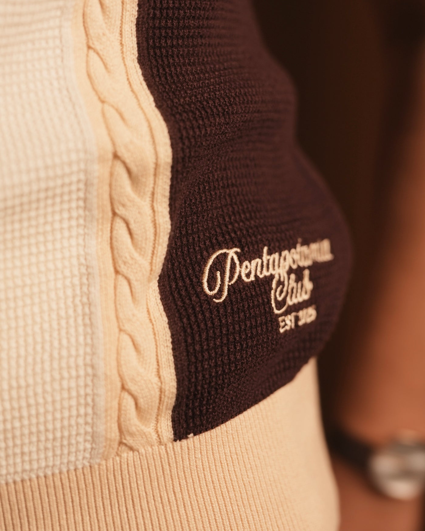 ‘DONS IN THE CLUB’ Knitted Polo - Brown-cream