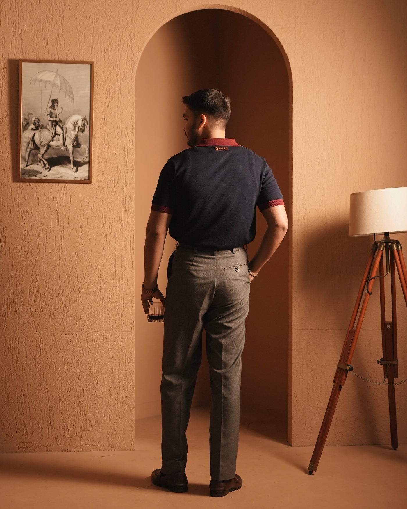 ‘DONS IN THE CLUB’ Knitted Polo - Navy-Burgundy