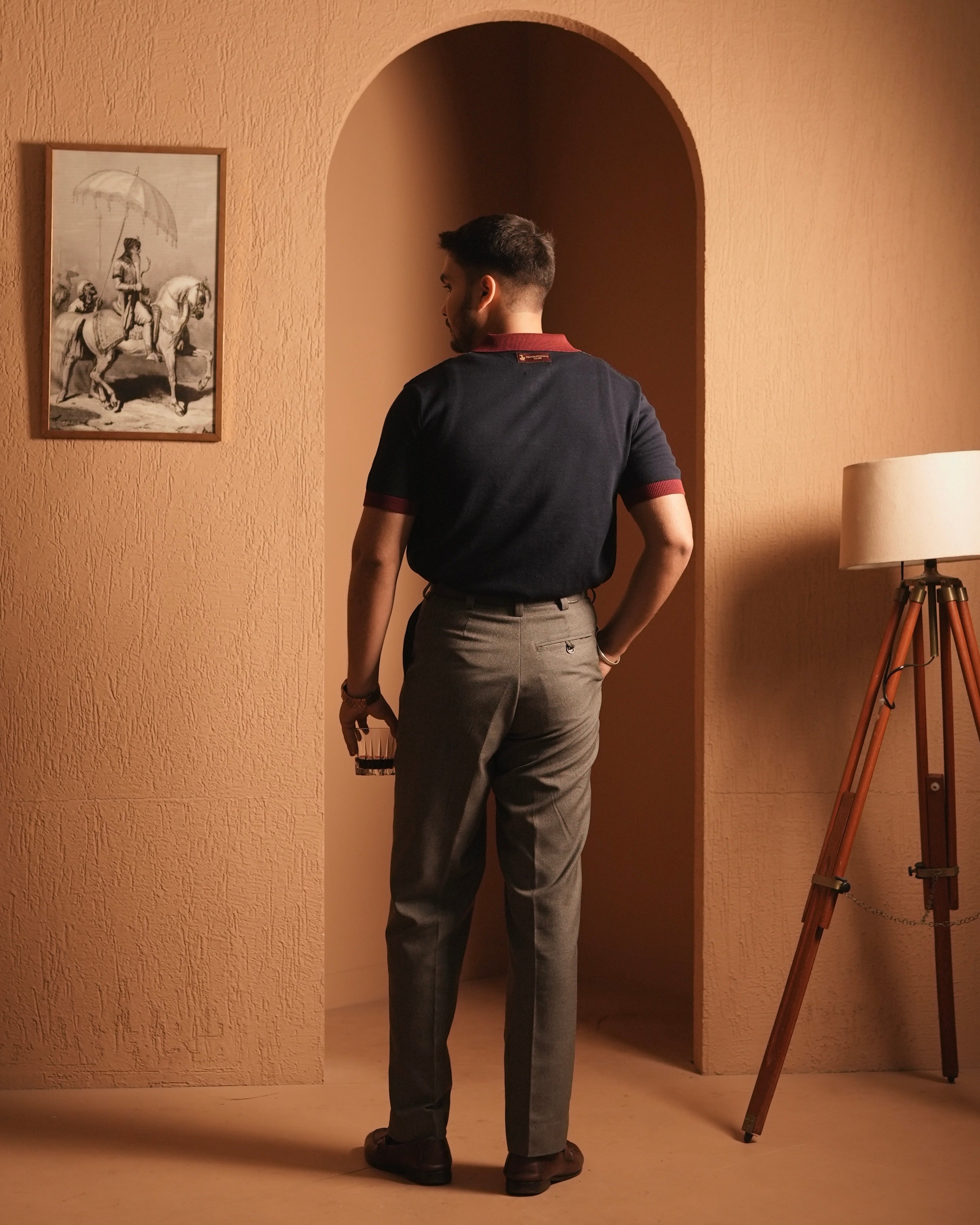 ‘DONS IN THE CLUB’ Knitted Polo - Navy-Burgundy