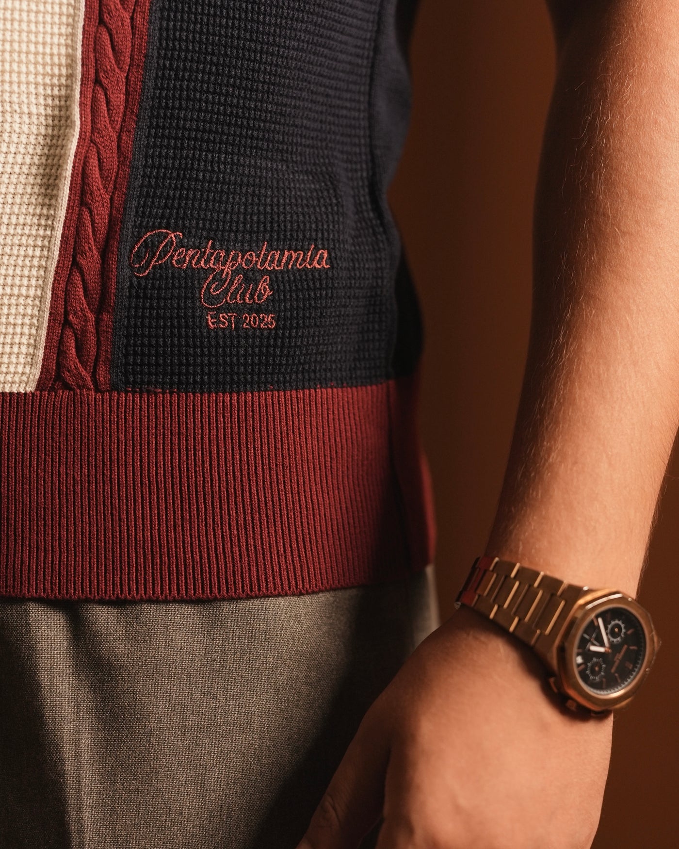 ‘DONS IN THE CLUB’ Knitted Polo - Navy-Burgundy