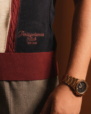 ‘DONS IN THE CLUB’ Knitted Polo - Navy-Burgundy