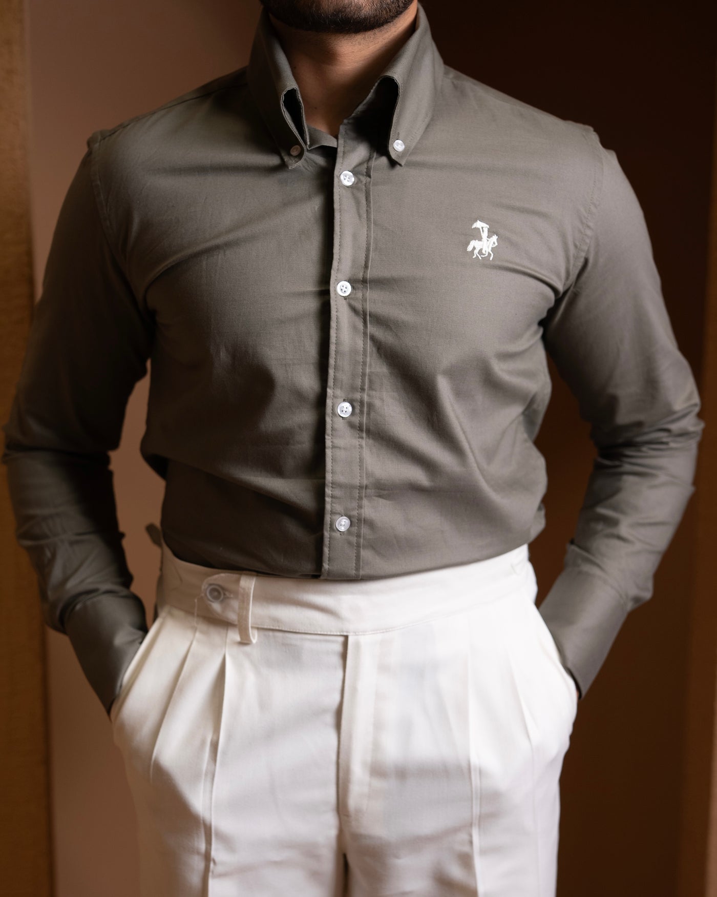 50's Cut Oxford Shirt - olive
