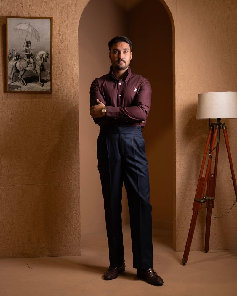 50's Cut Oxford Shirt - wine