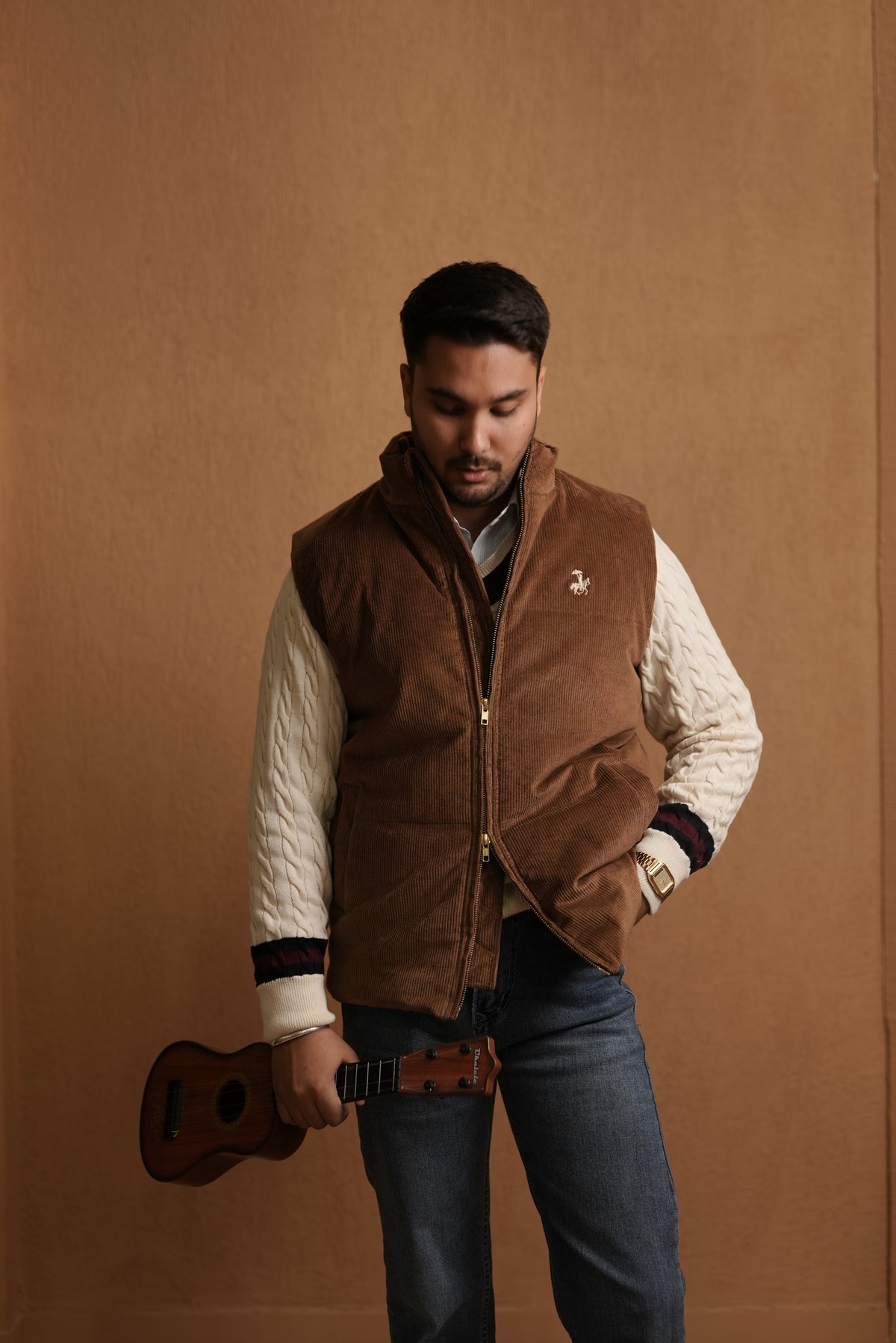 GENTLEMAN’S CORD PUFFER JACKET - TAN