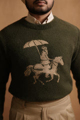 MAHARAJA KNITTED SWEATER - OLIVE