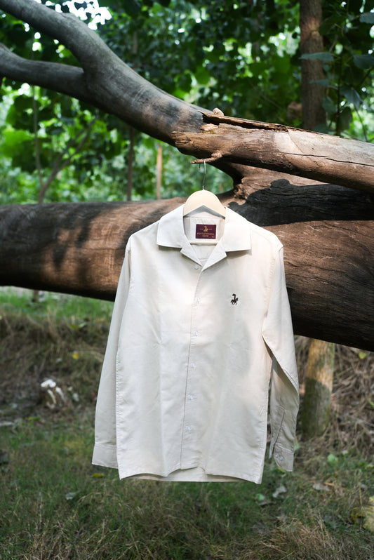 40’s cuban collar linen shirt - Khaki
